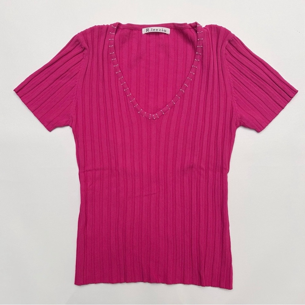 Pink Ribbed Women's Top
